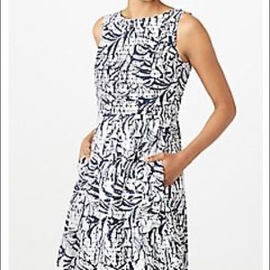 Printed Eyelet Fit and Flare Dress
